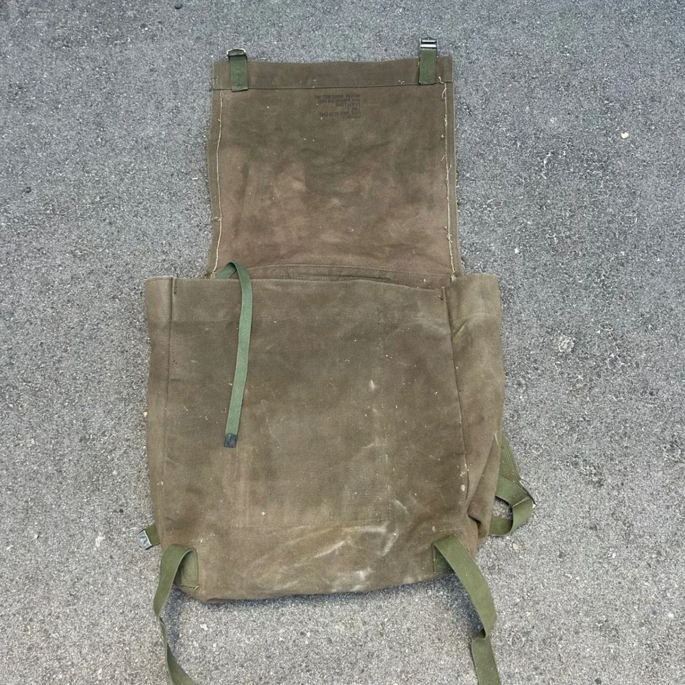 Vintage Military Canvas Rucksack FSS Stencil Olive Drab Field Bag Backpack